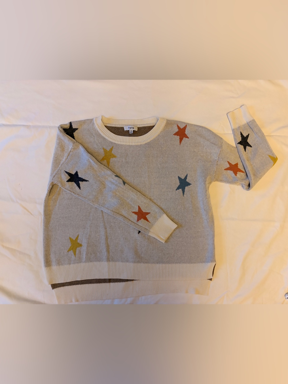 Fate cream Star Crewneck Sweater with Multicolor Stars